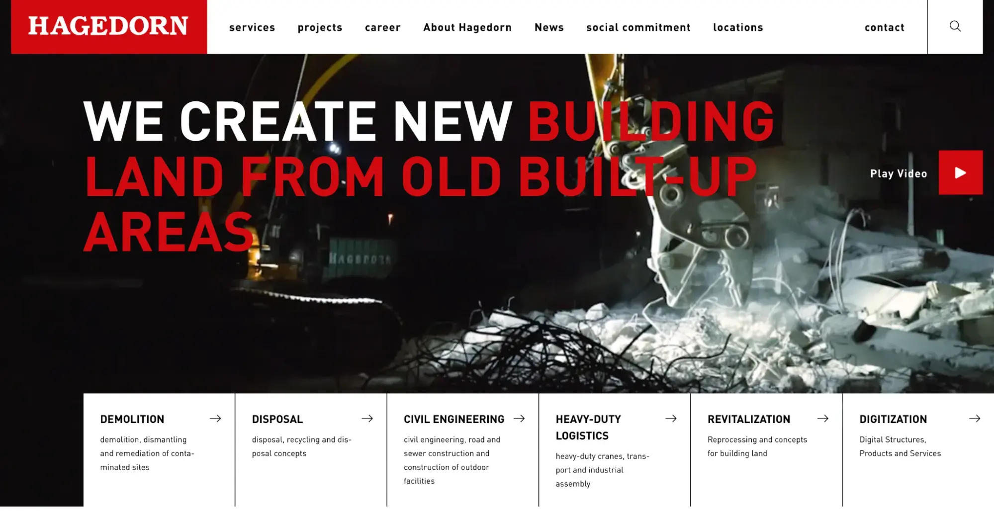 brochure website example: hagedorn website with service section and image brochure popup