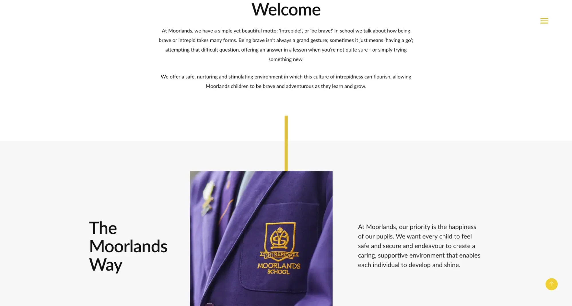 brochure website example: moorlands school leading visitors to learn more about school culture
