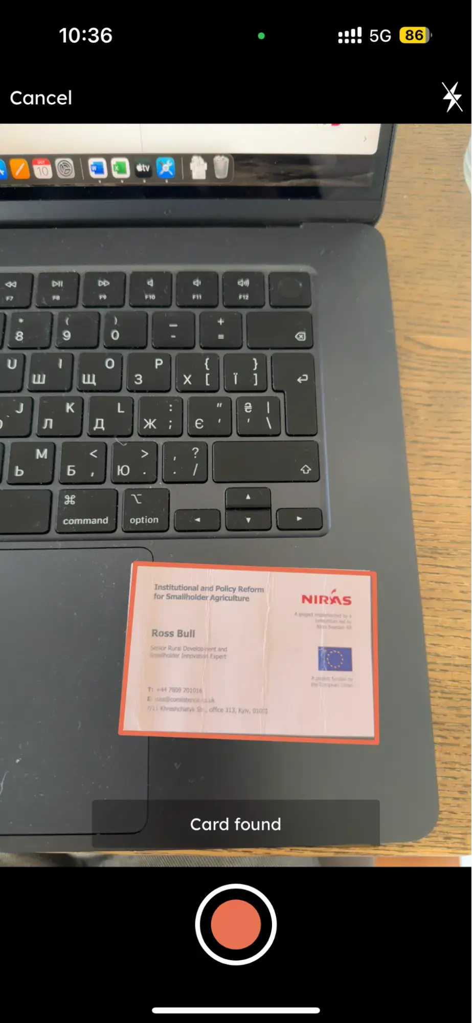 Scanning the business card with ̽ѡ Business Card scanner