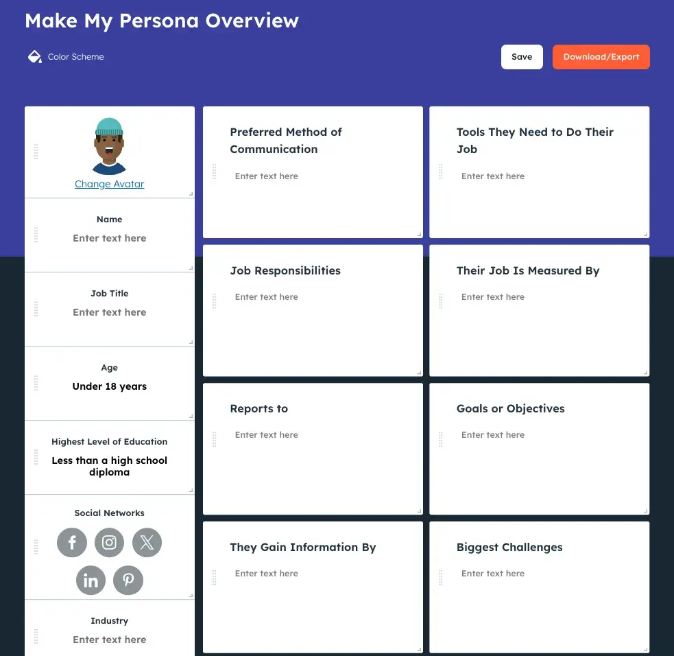 hubspots make my persona tool