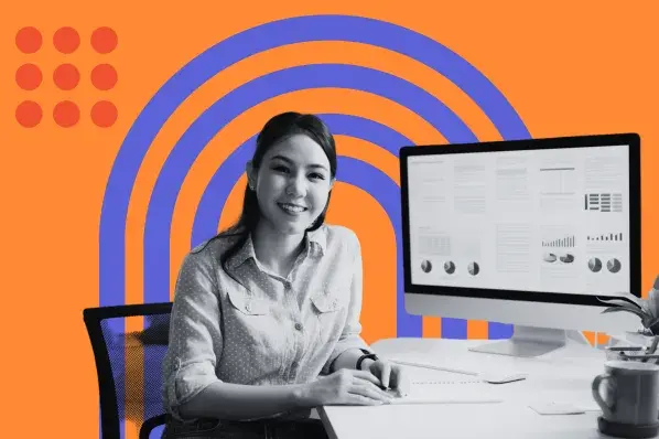 woman at computer using chatGPT for seo