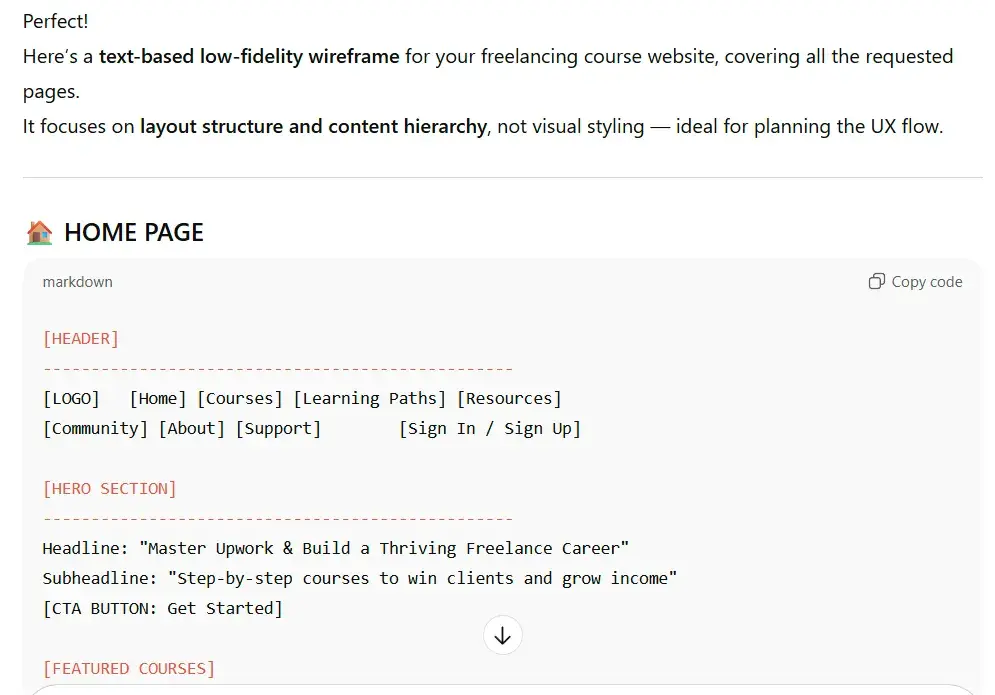 prompt for creating text-based wireframe, chatgpt prompts for ux design