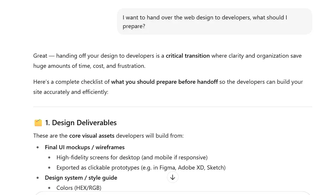 prompt for preparing handover checklist, chatgpt prompts for ux design