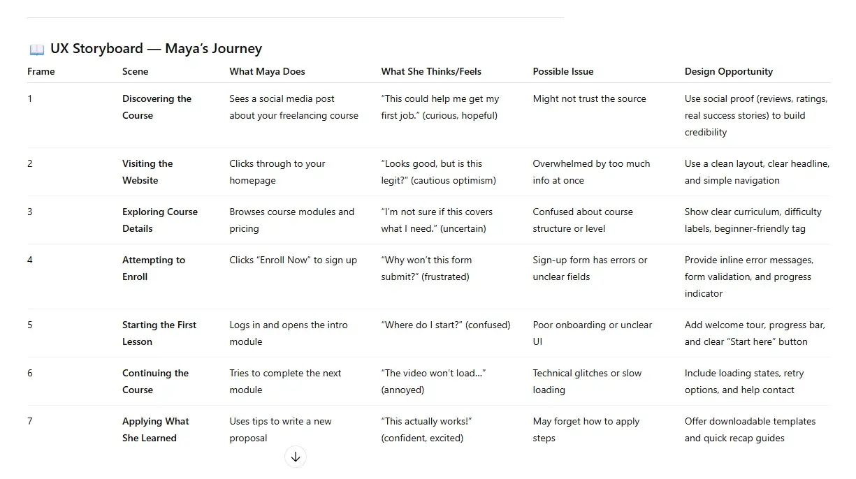 prompt for creating storyboard, chatgpt prompts for ux design