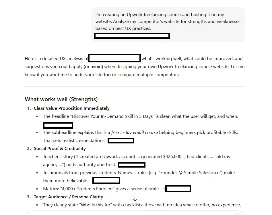 prompt for competitor analysis, chatgpt prompts for ux design