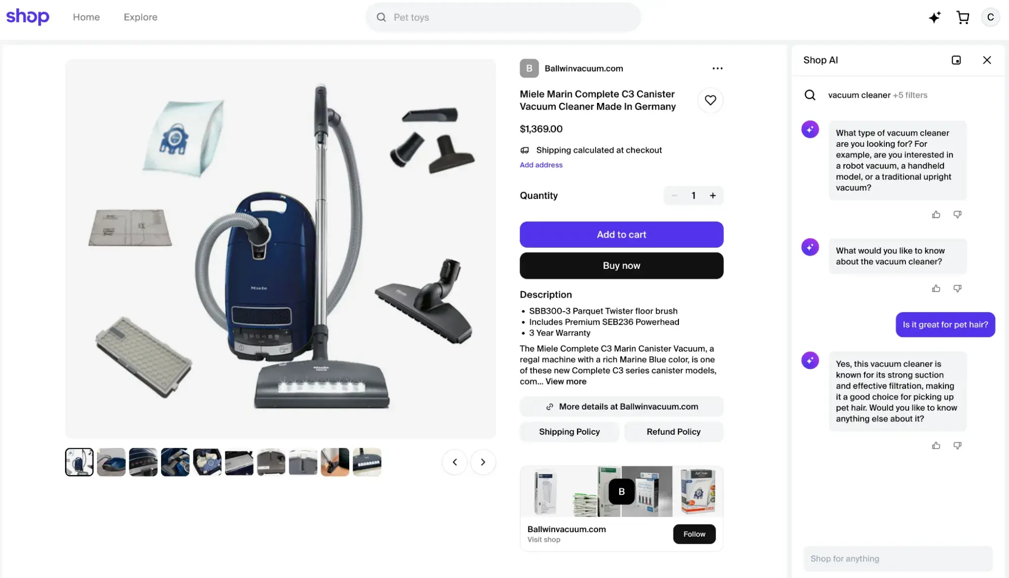 shop app ai chatbot, chatgpt integration