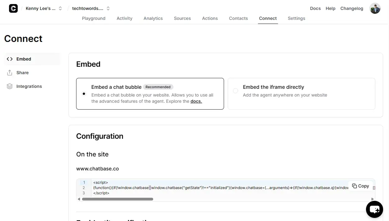 chatbase embed chatbot, chatgpt integration