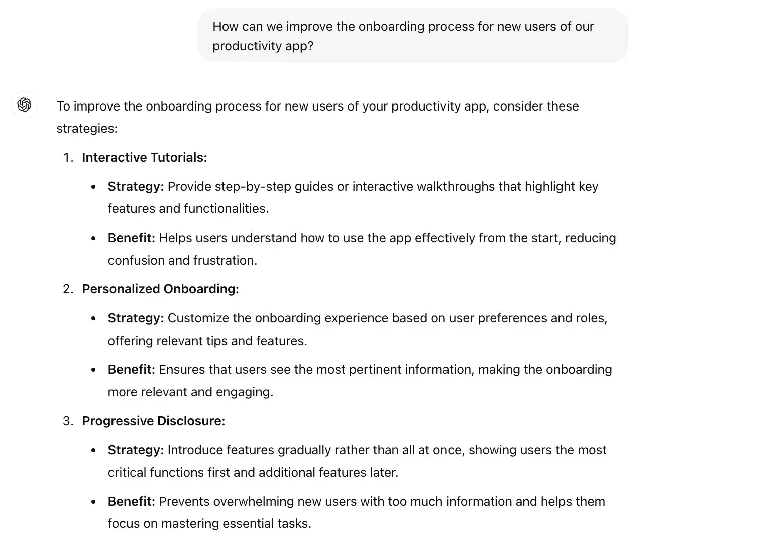 an example of focusing on user needs in your prompt