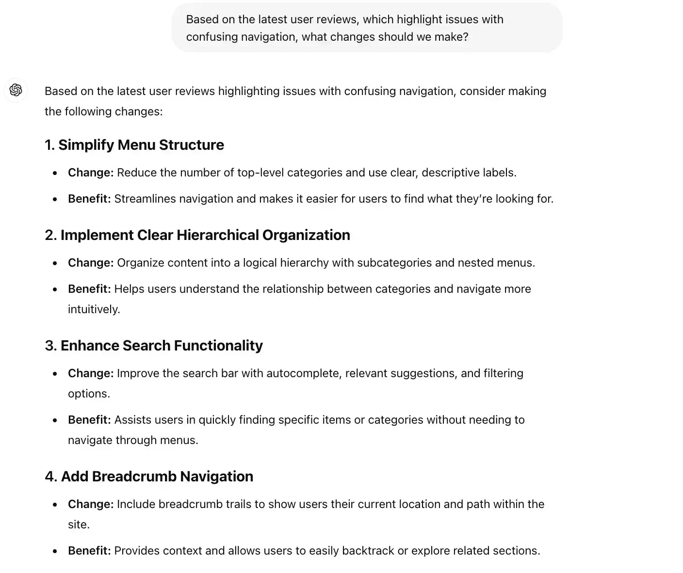 an example of using the context of user reviews to shape chatgpt's ux design suggestions