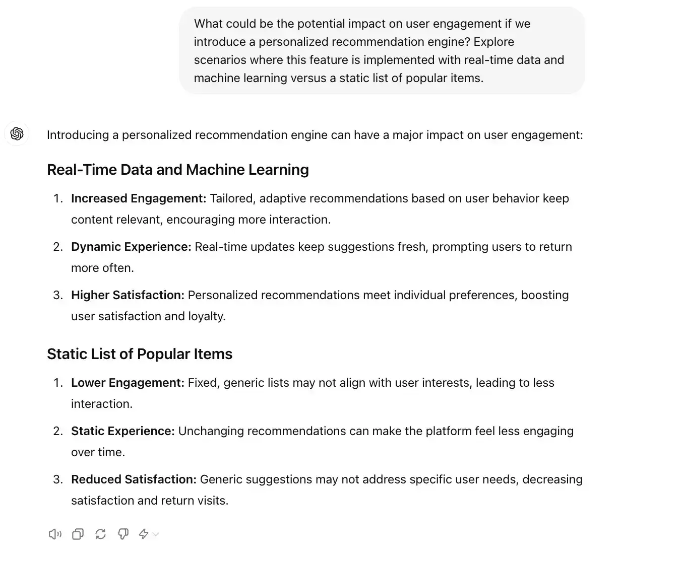 an example of using chatgpt to handle hypothetical changes to aspects of ux design