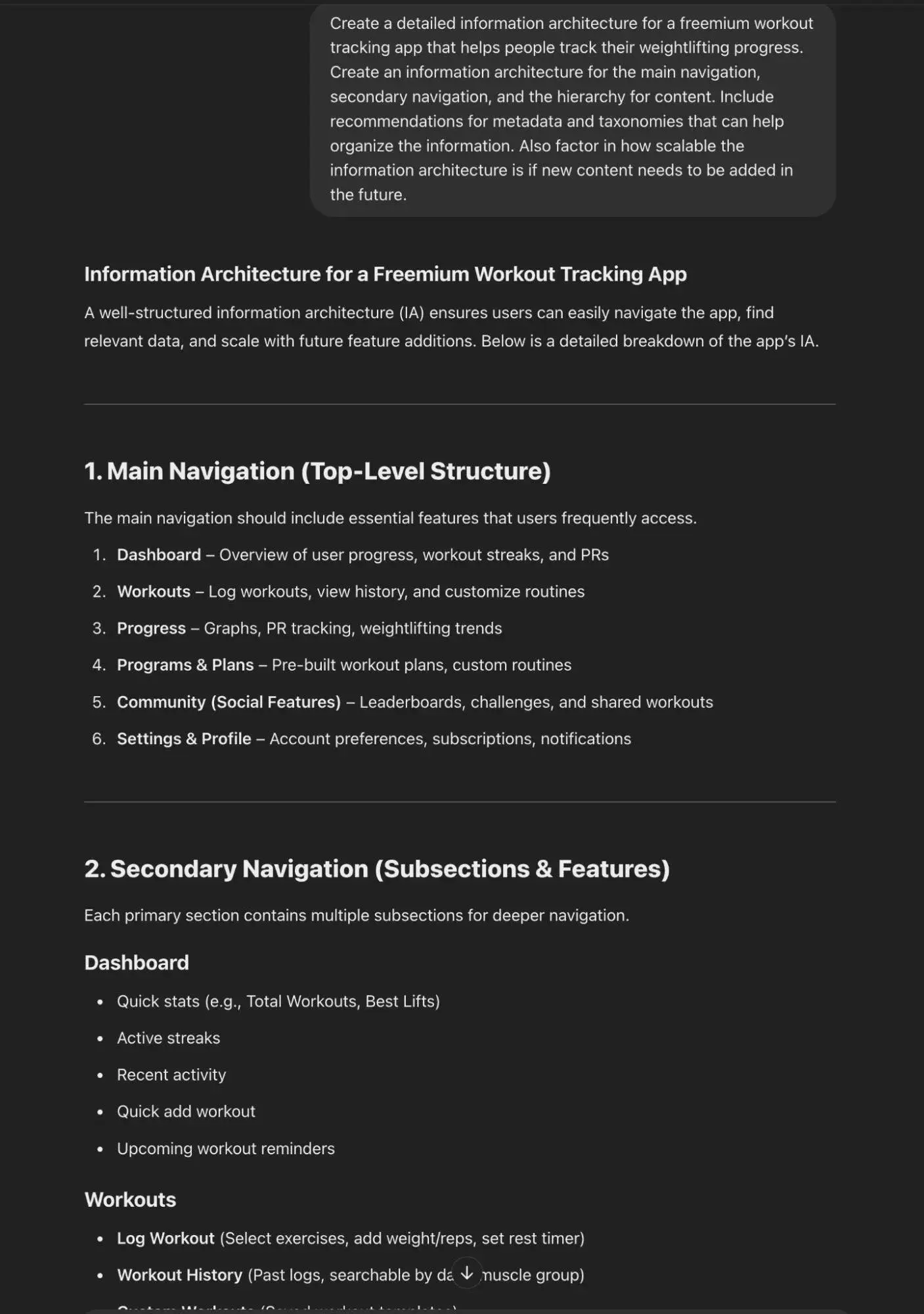 chatgpt prompts for ux design: using chatgpt to develop the information architecture for an app.