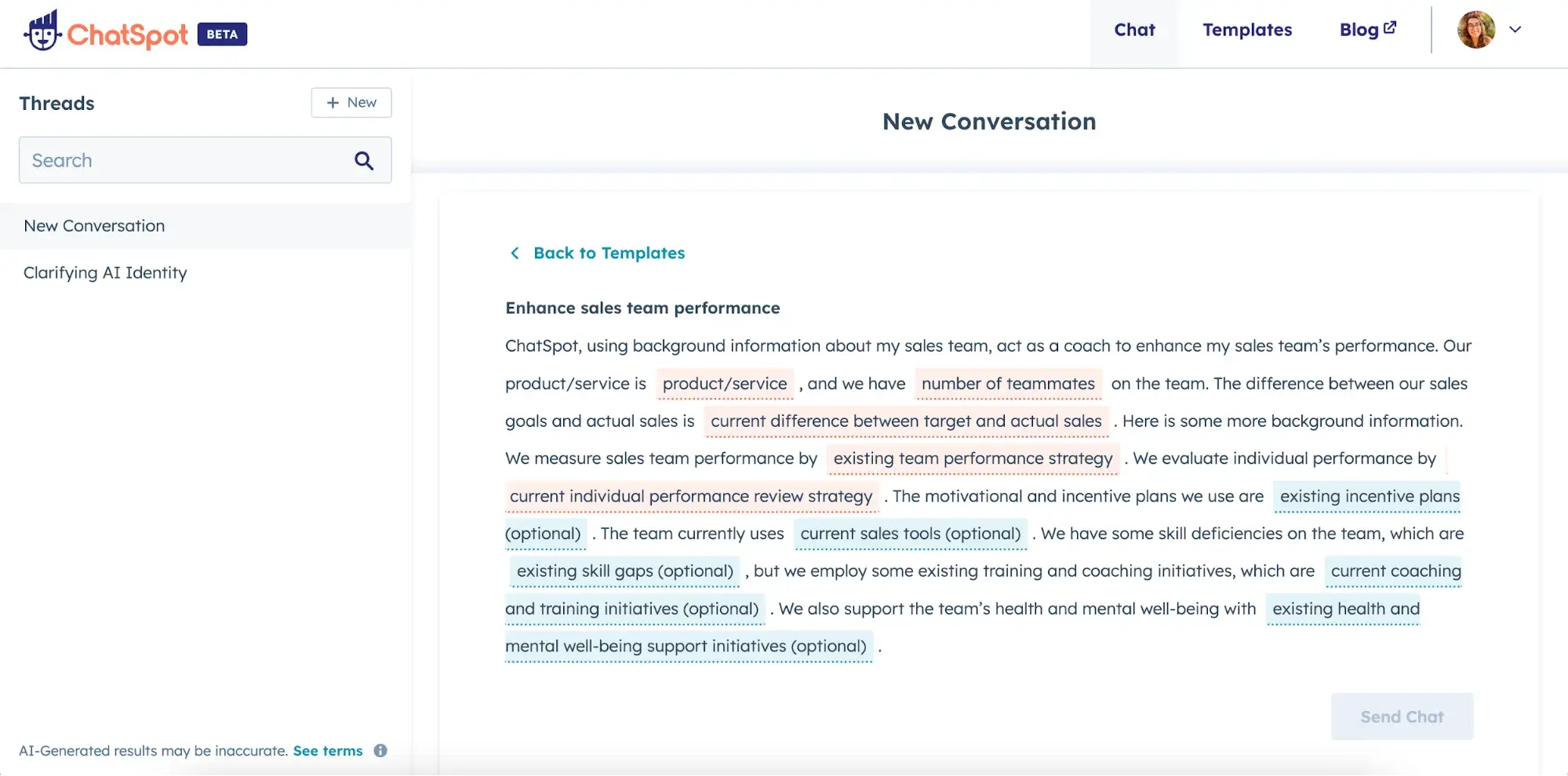 51Թ ChatSpot template screenshot