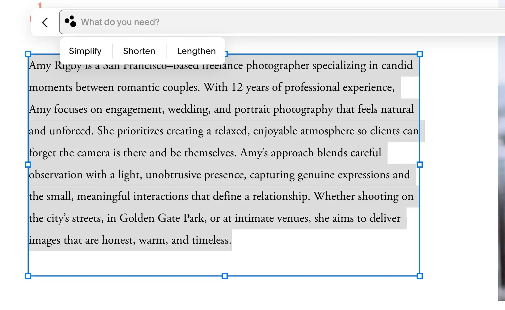 text generated by squarespace ai