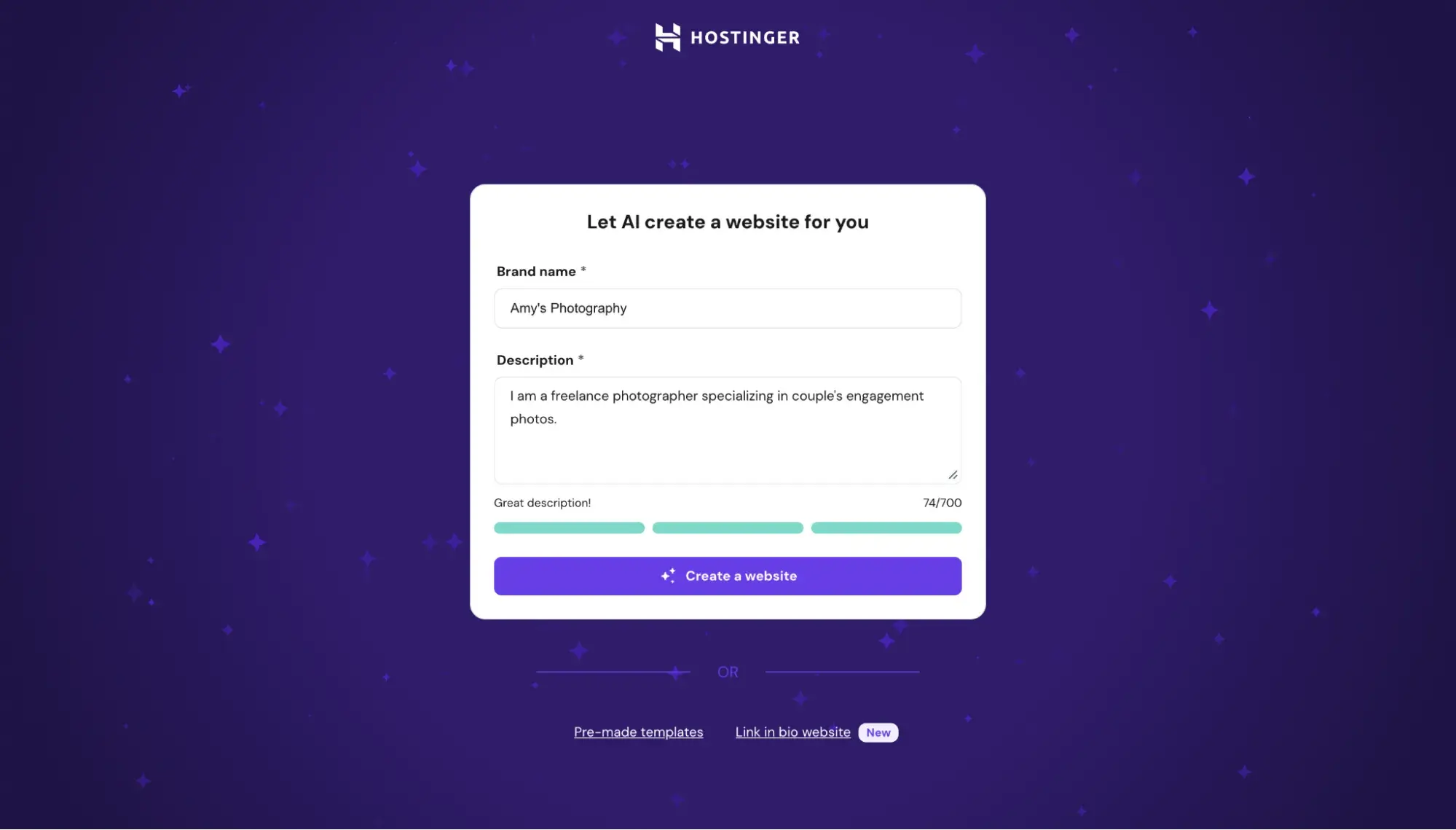 hostinger ai website builder