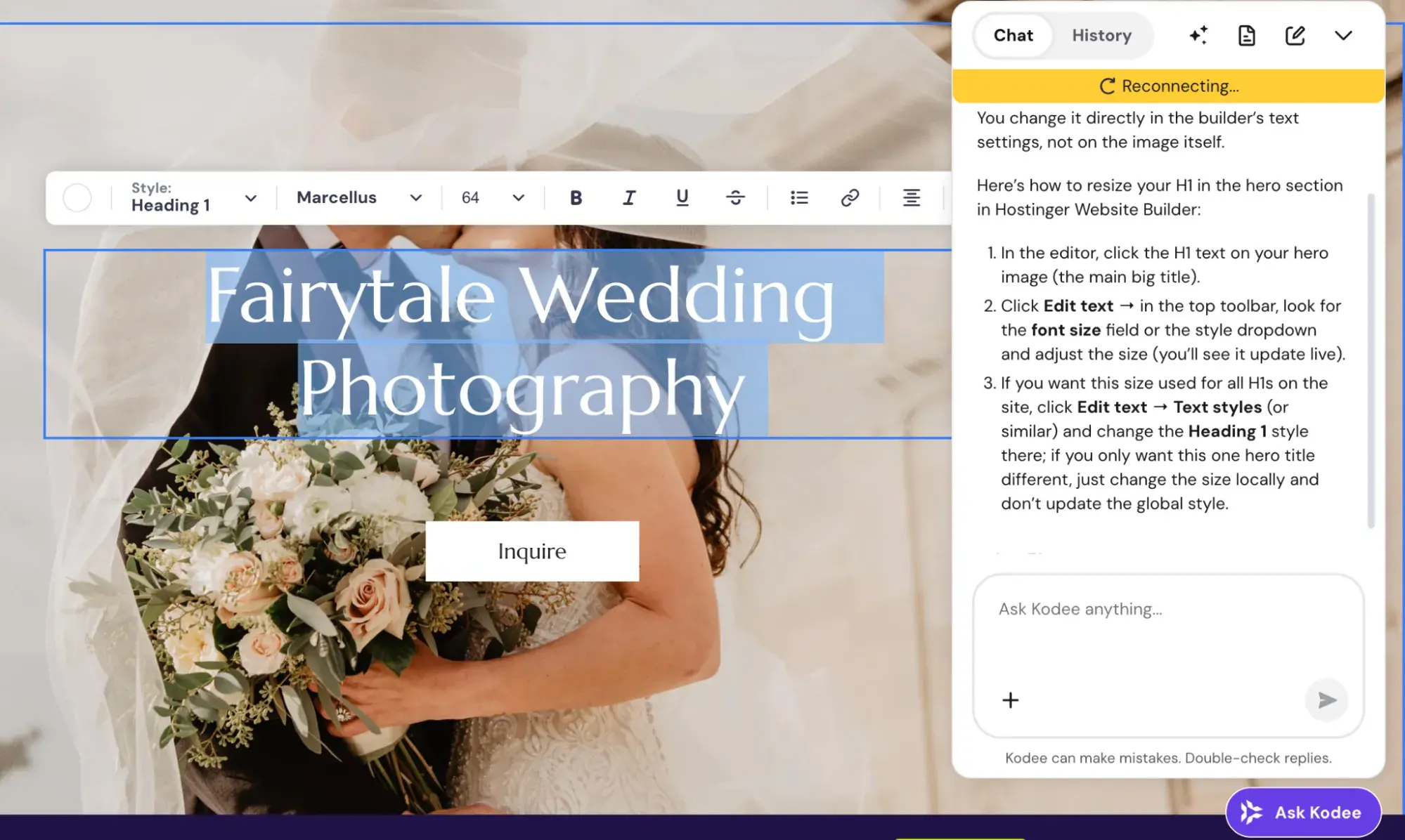 hostinger’s ai assistant, kodee