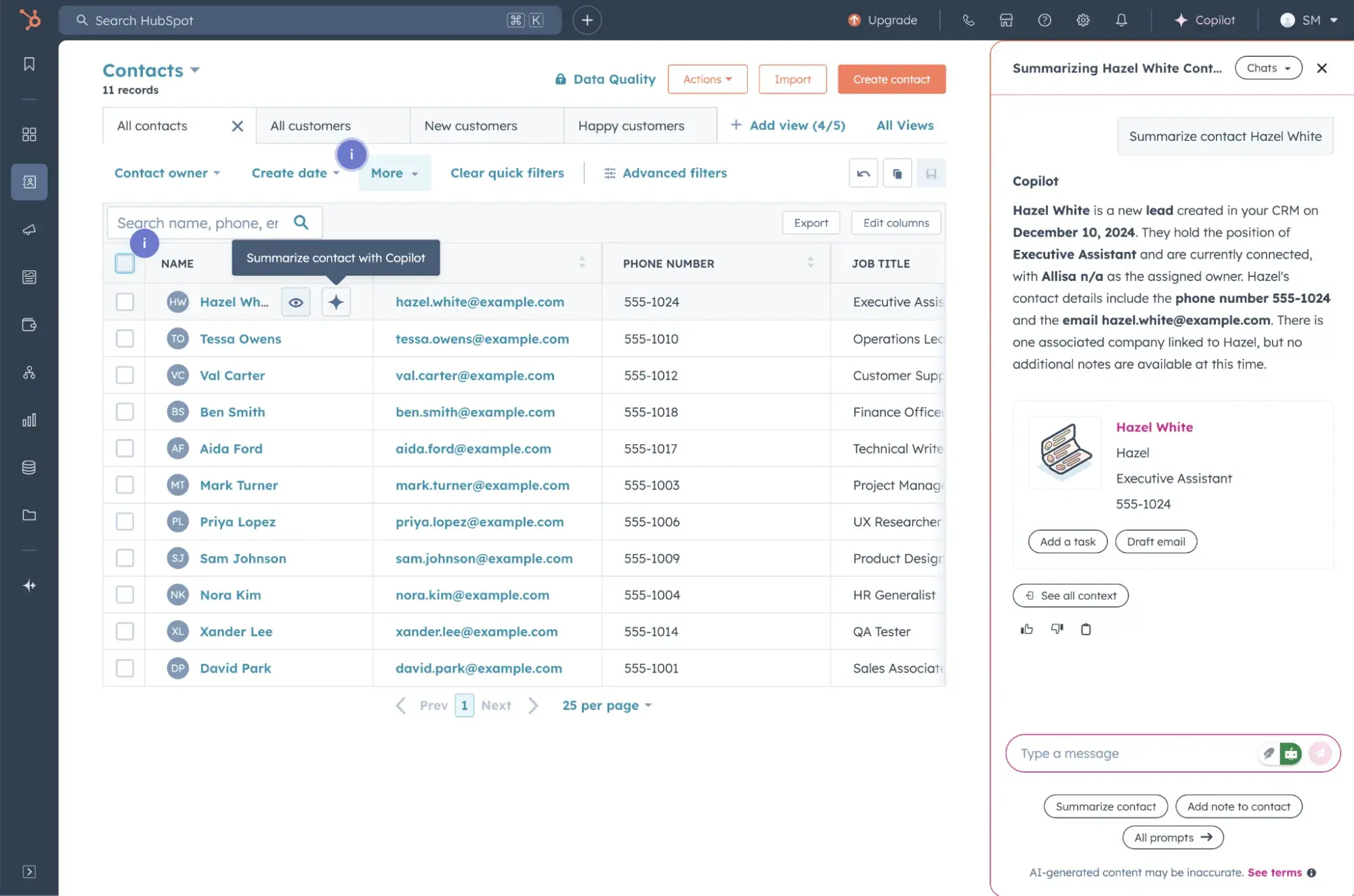 a screenshot of hubspots CRM user interface