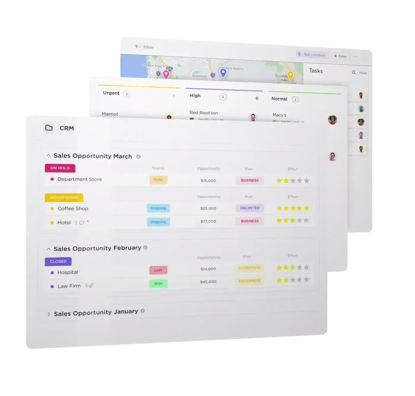 client management app, clickup