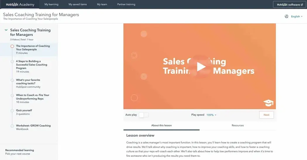 Screenshot of ̽ѡs sales coaching training for managers dashboard.