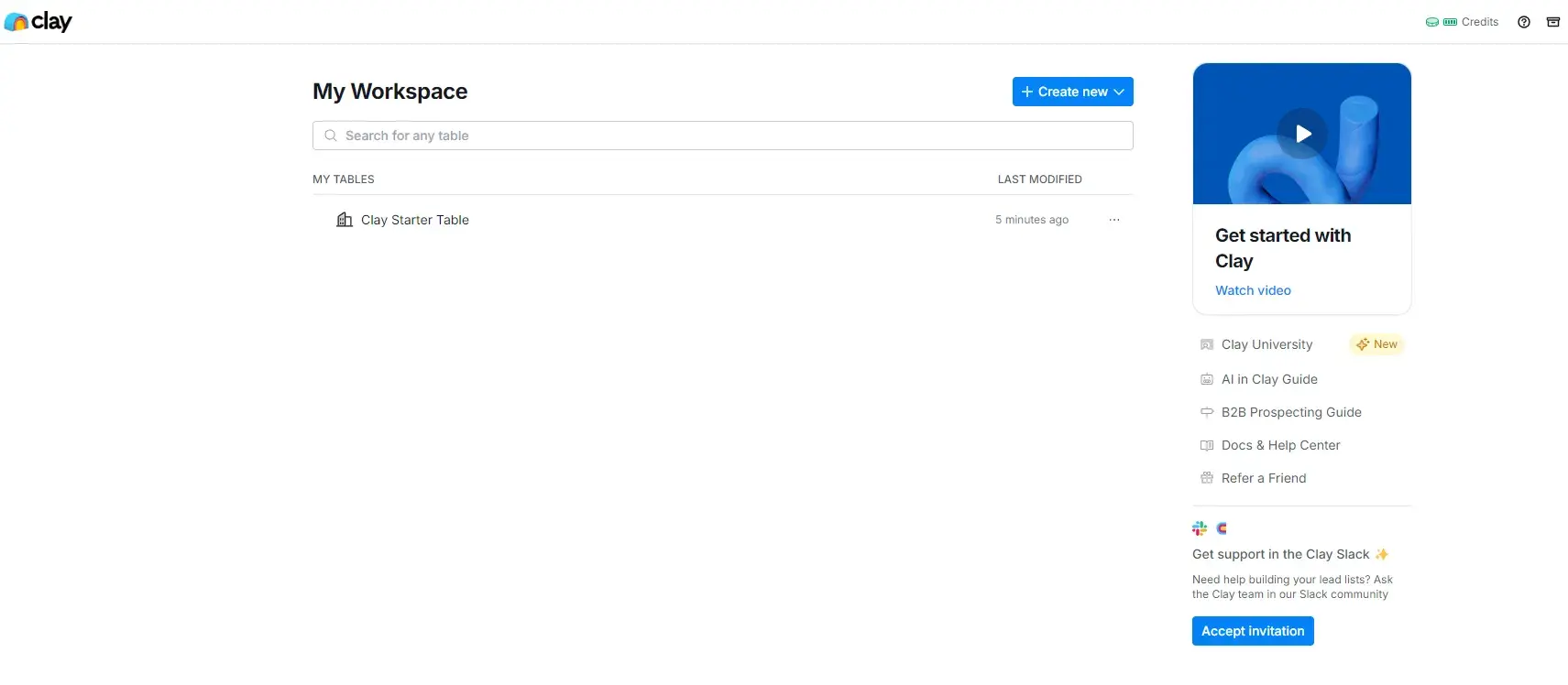 the home screen for clays ai cold email generator