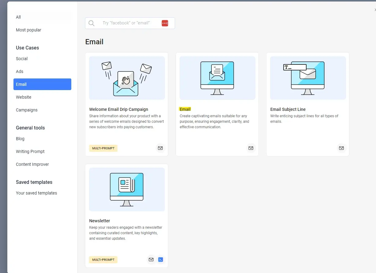 email templates on anywords ai cold email generator