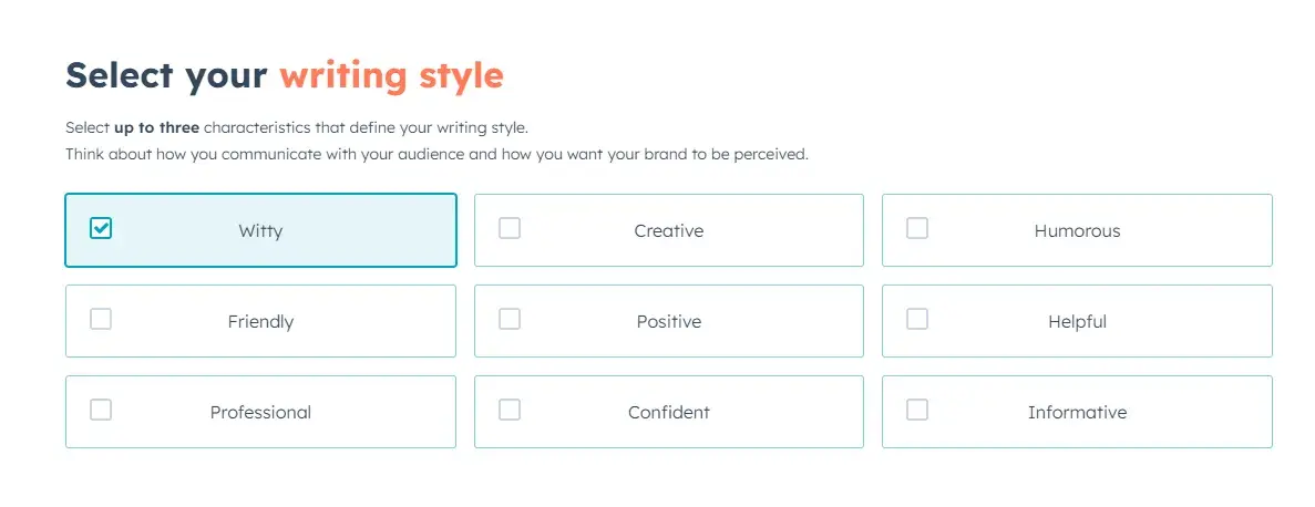 choosing the writing style of your marketing email with hubspots ai cold email generator