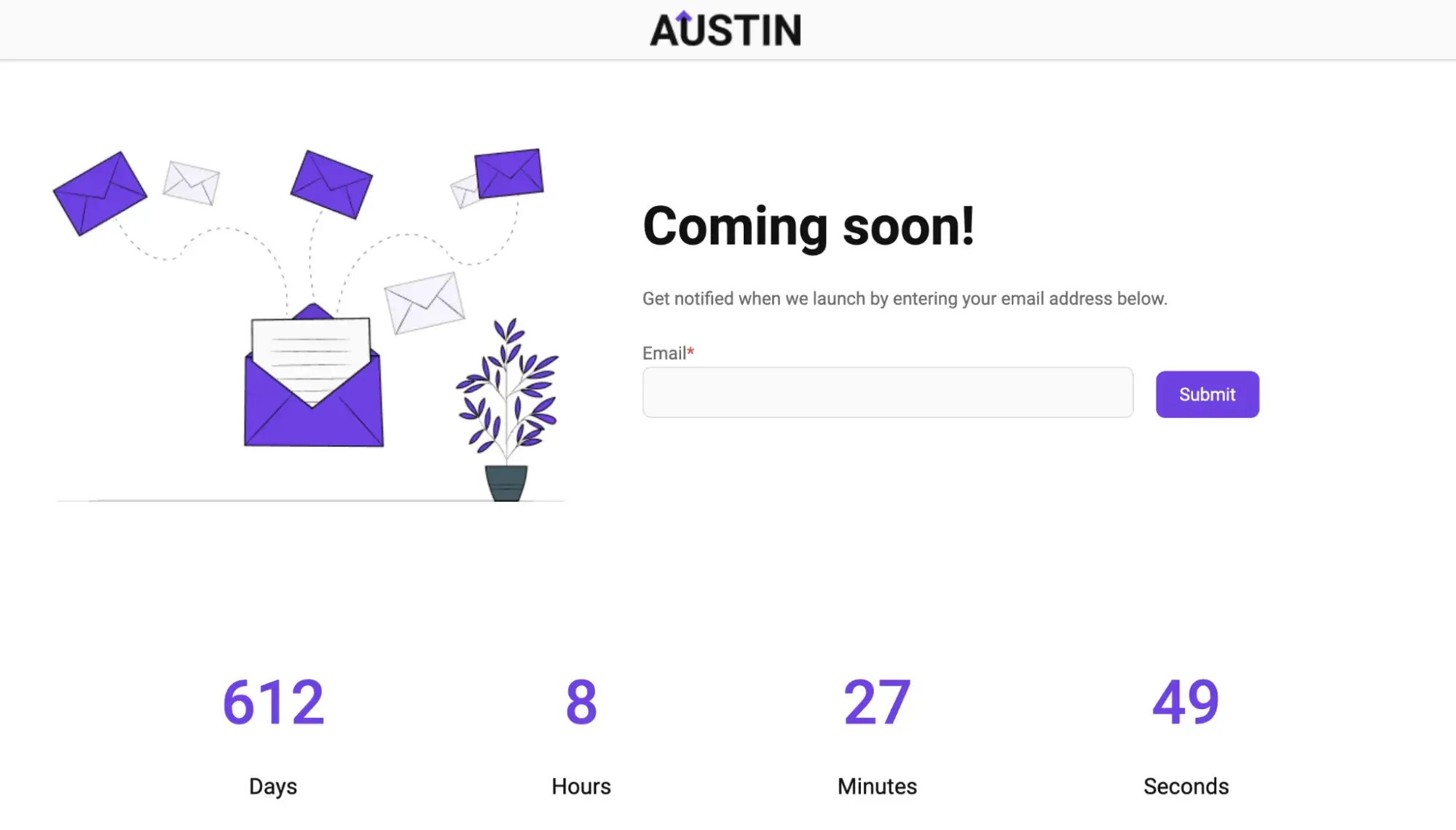 Coming soon page created using the Austin theme from ̽ѡ