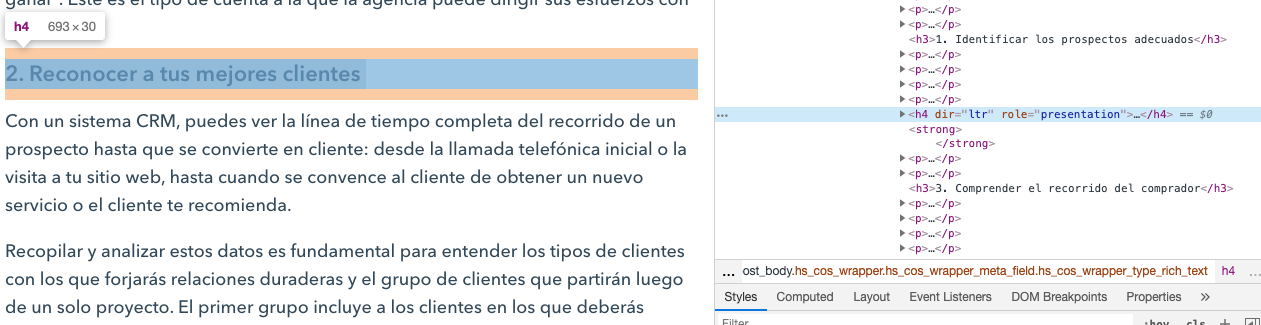 Código del nuevo h4 en cómo editar una página web