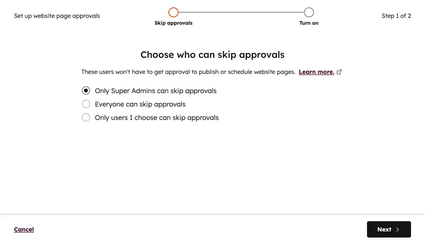 hubspot content approval features