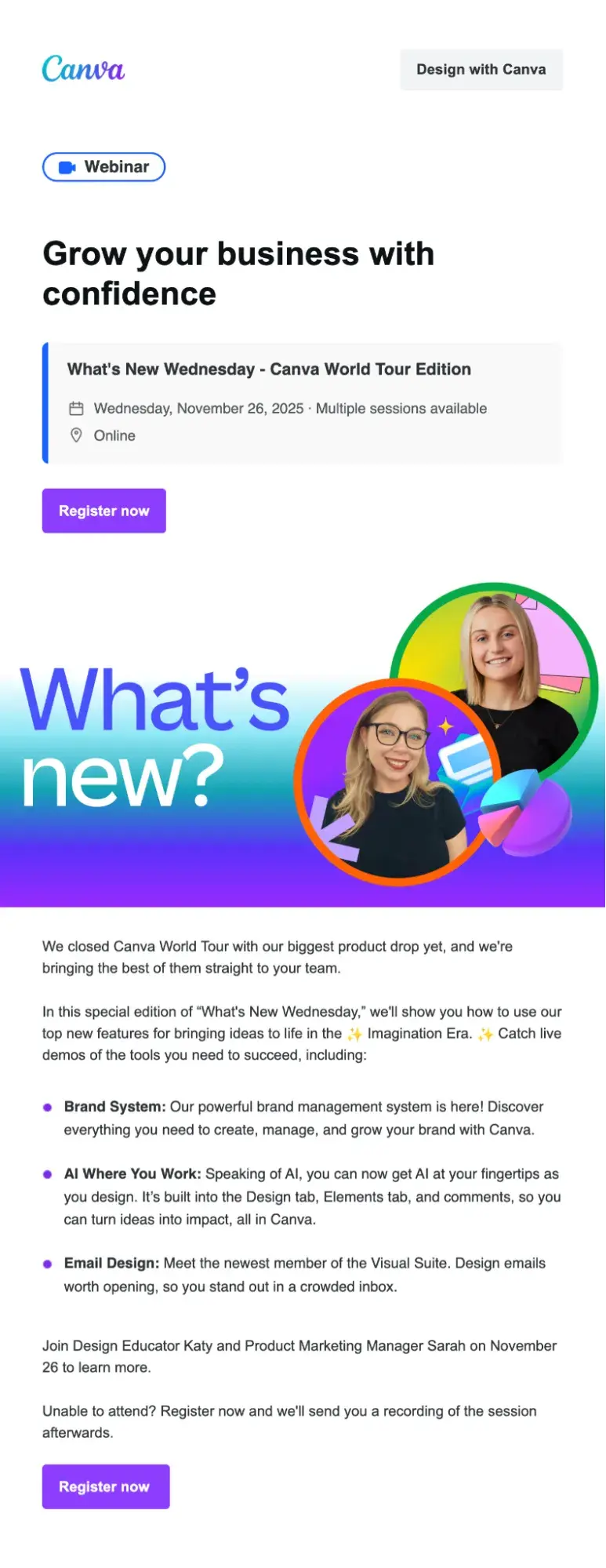 consistent brand voice on canva’s email marketing