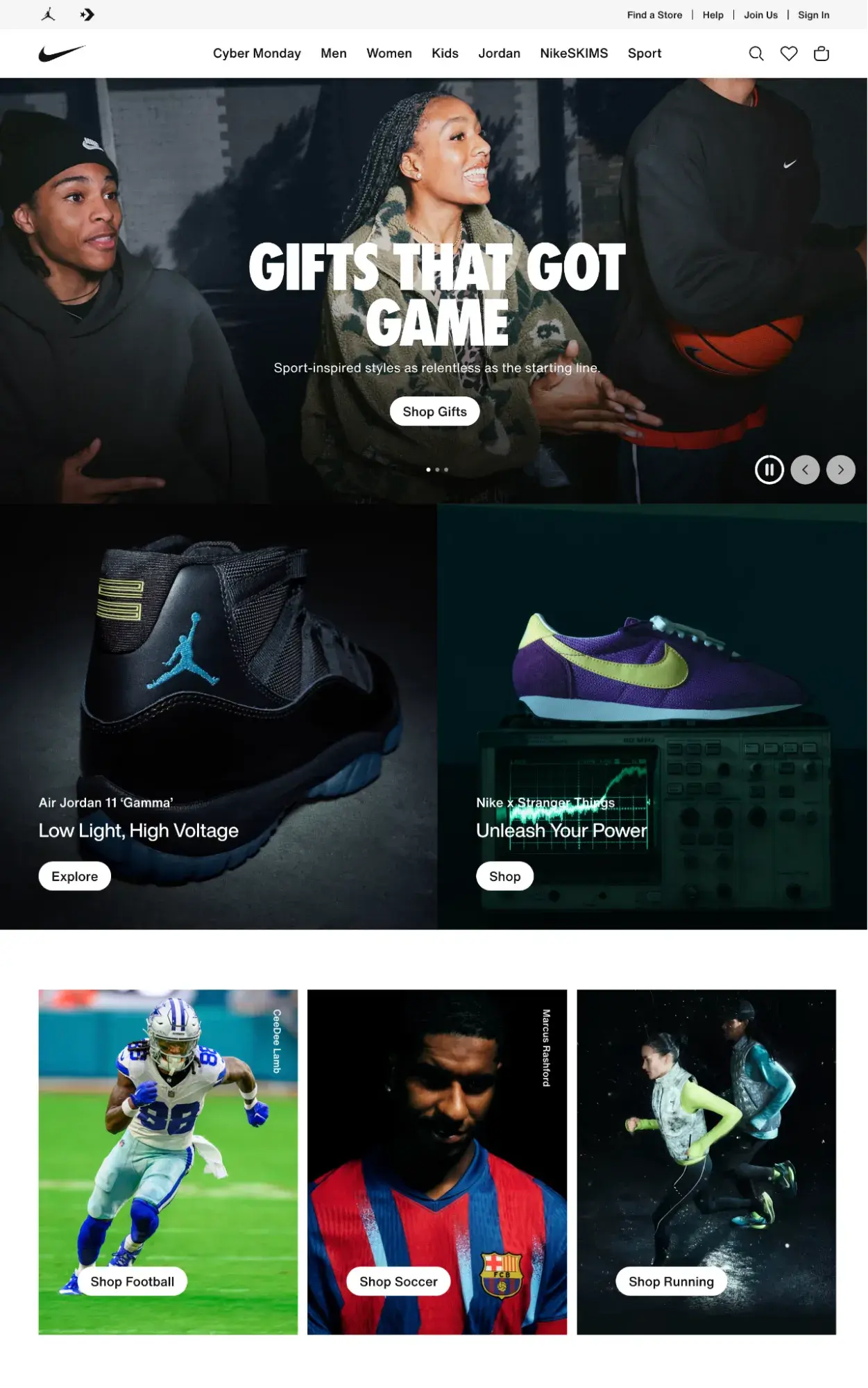 consistent brand voice on nike’s website