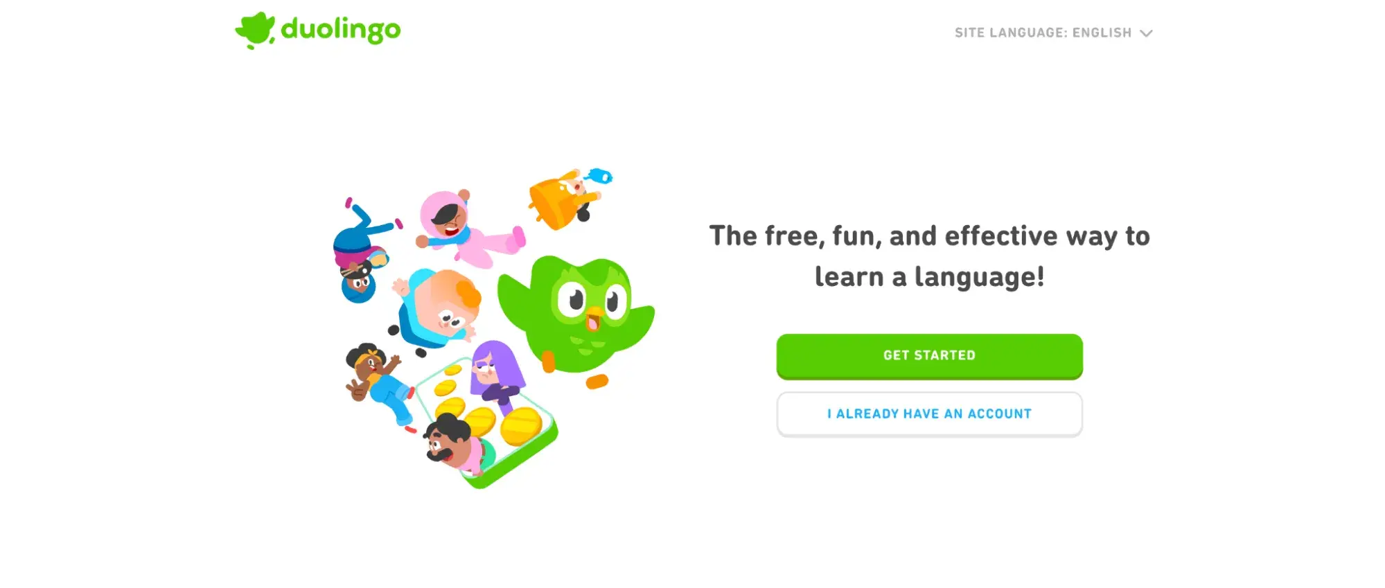consistent brand voice on duolingo website