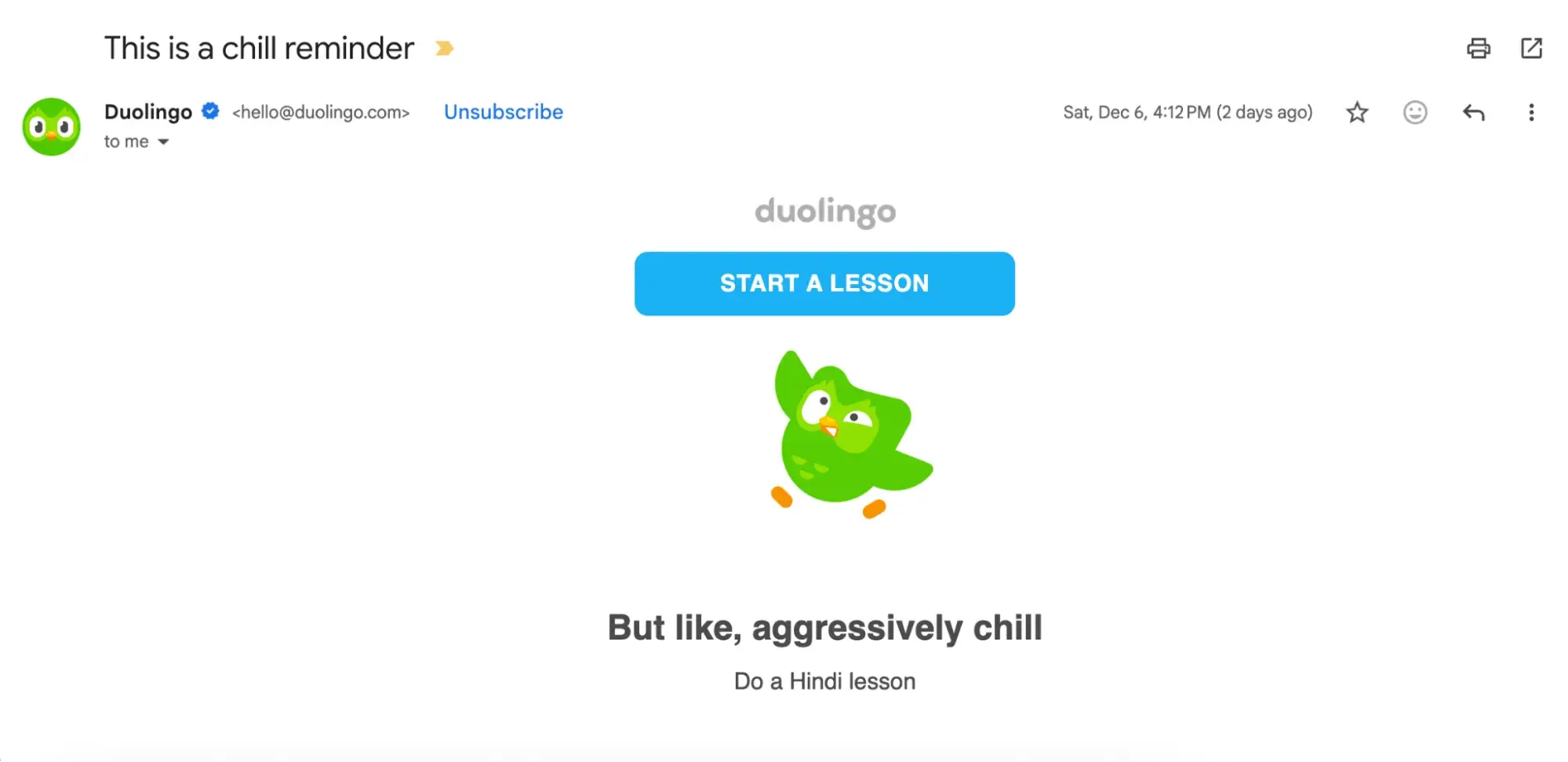consistent brand voice in duolingo email marketing