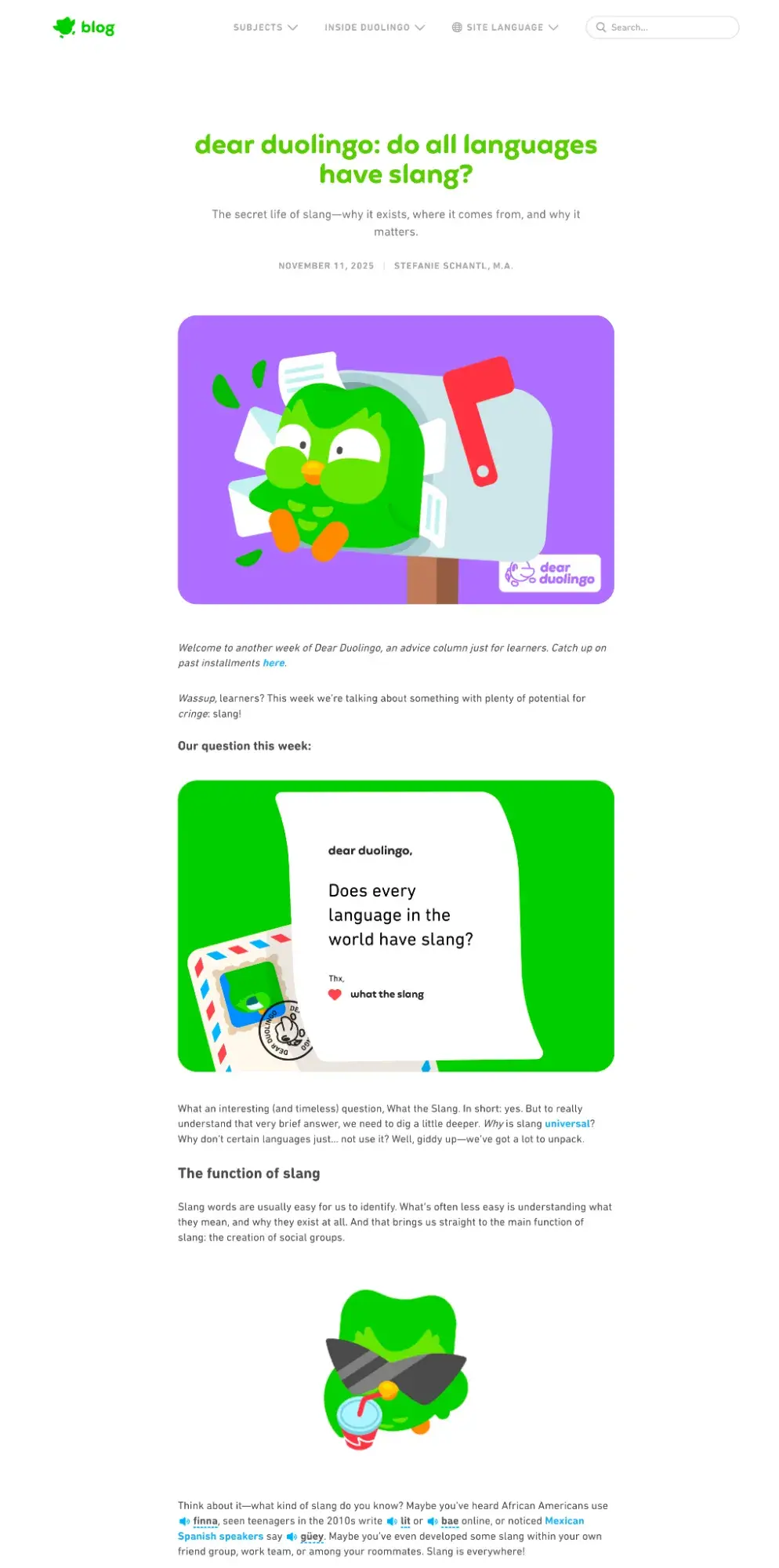 consistent brand voice in duolingo blog article