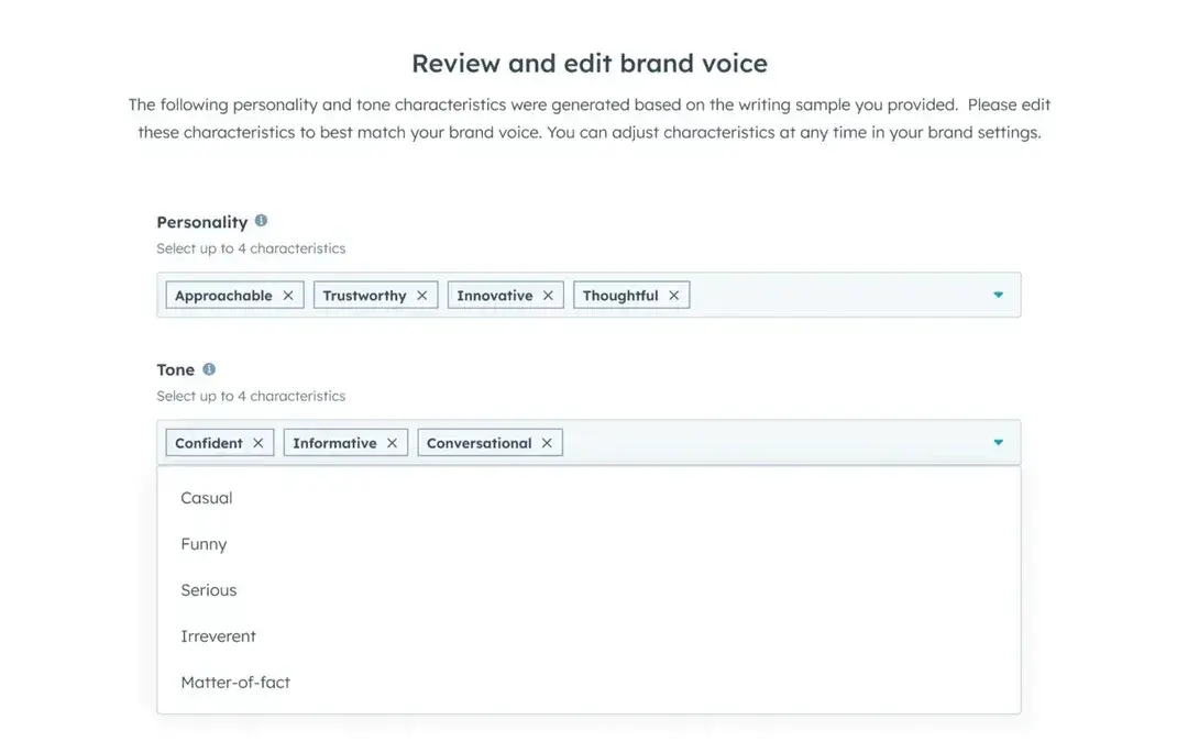 consistent brand voice tool in hubspot