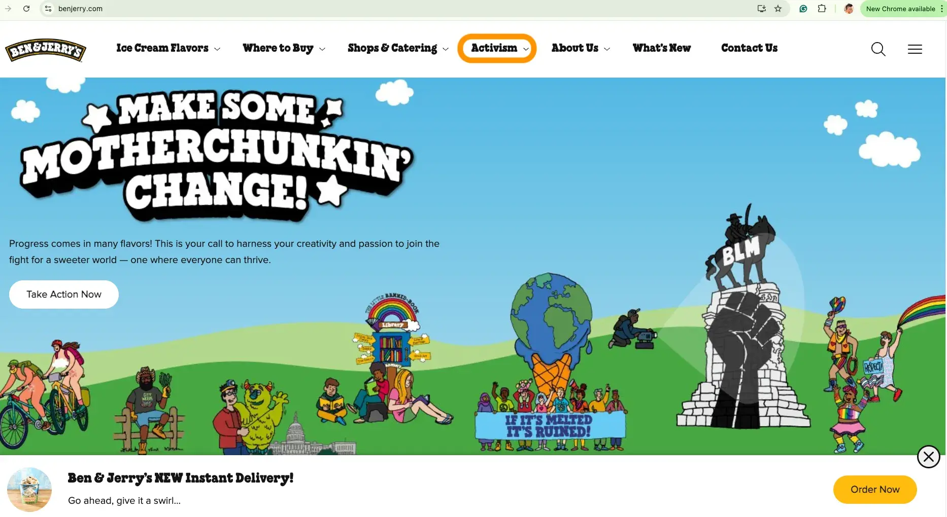 ben & jerrys website homepage