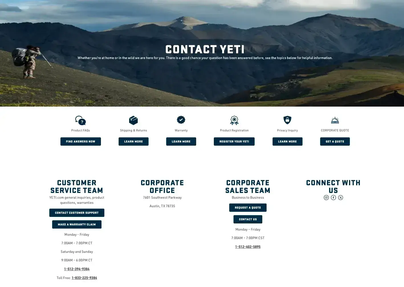 contact us page example, yeti