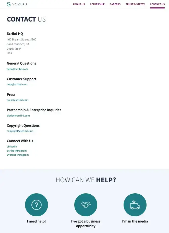 contact us page example, scribd