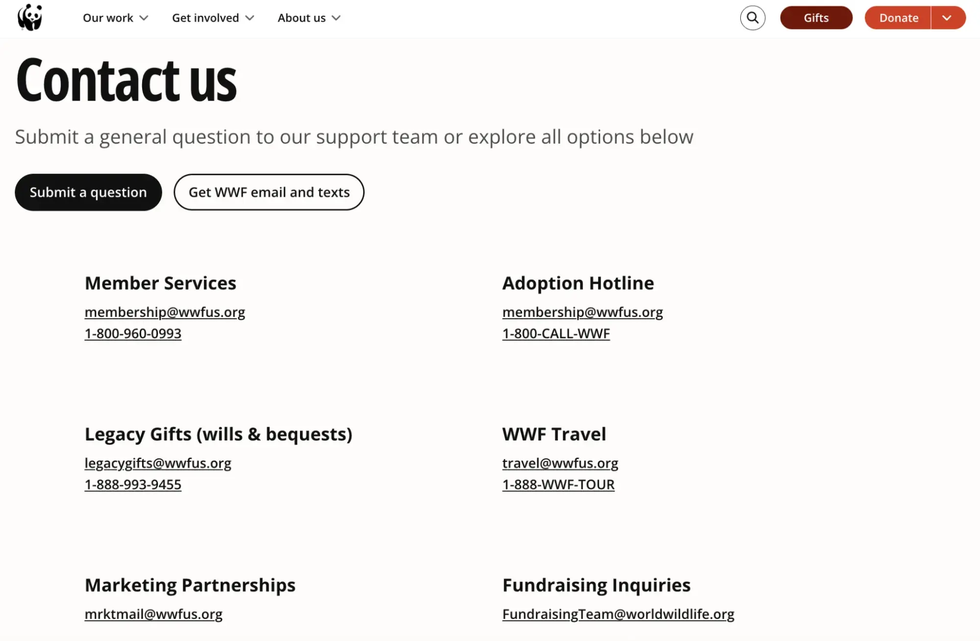 contact us page example, wwf