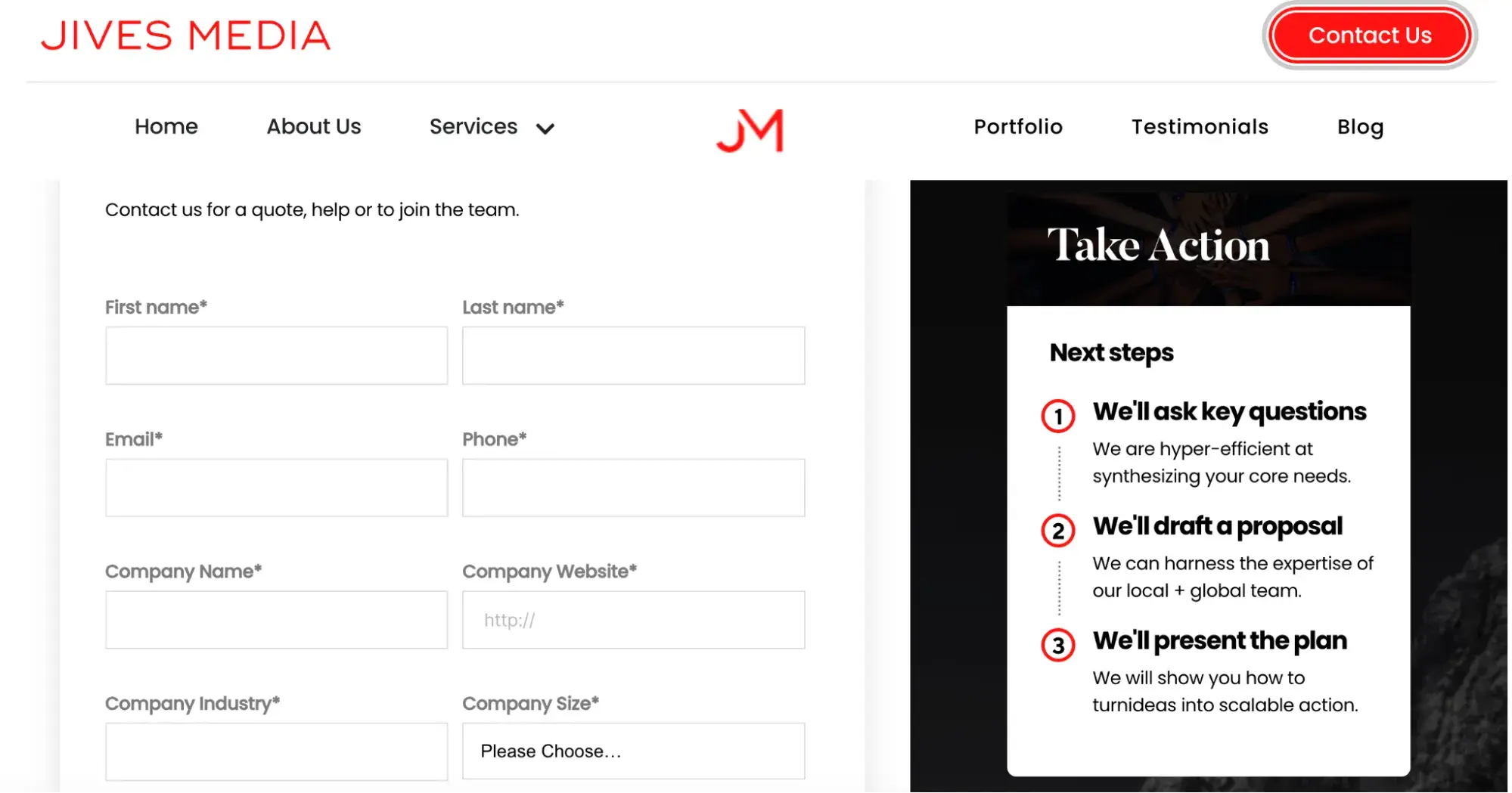 contact us page example, jives