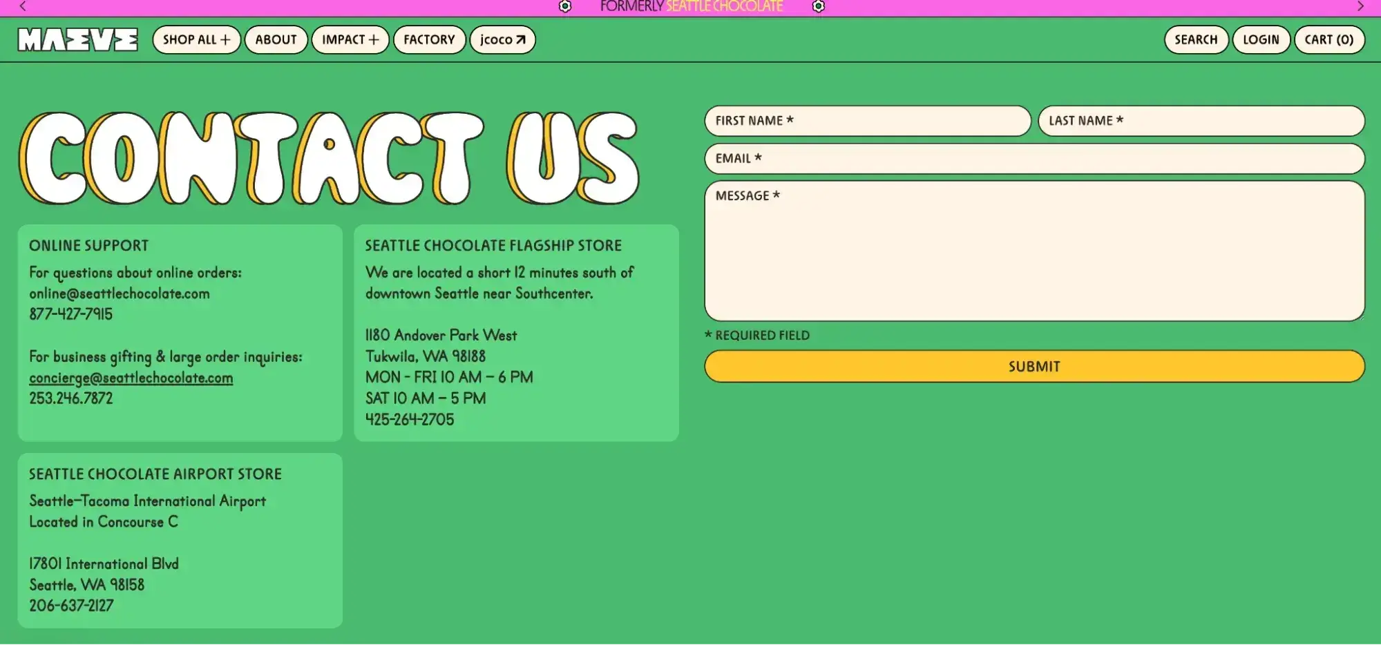 contact us page example, maeve