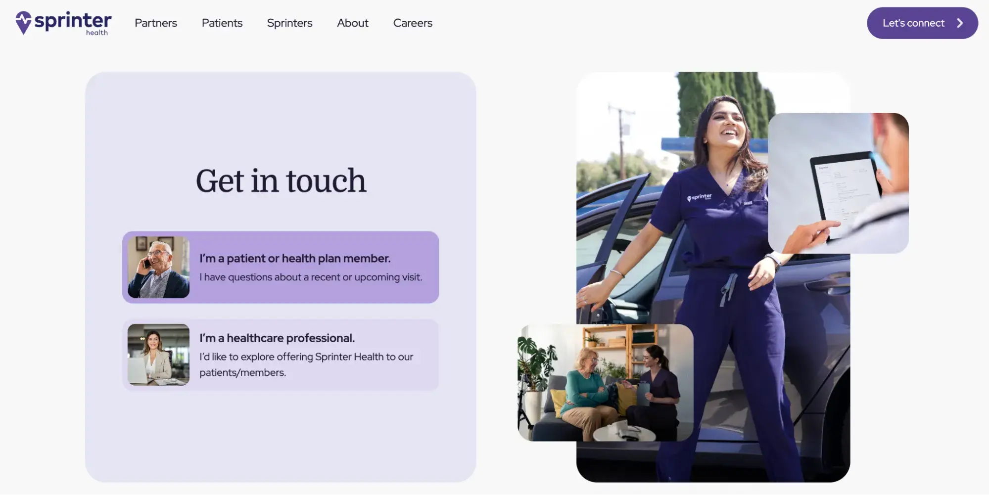contact us page example, sprinter