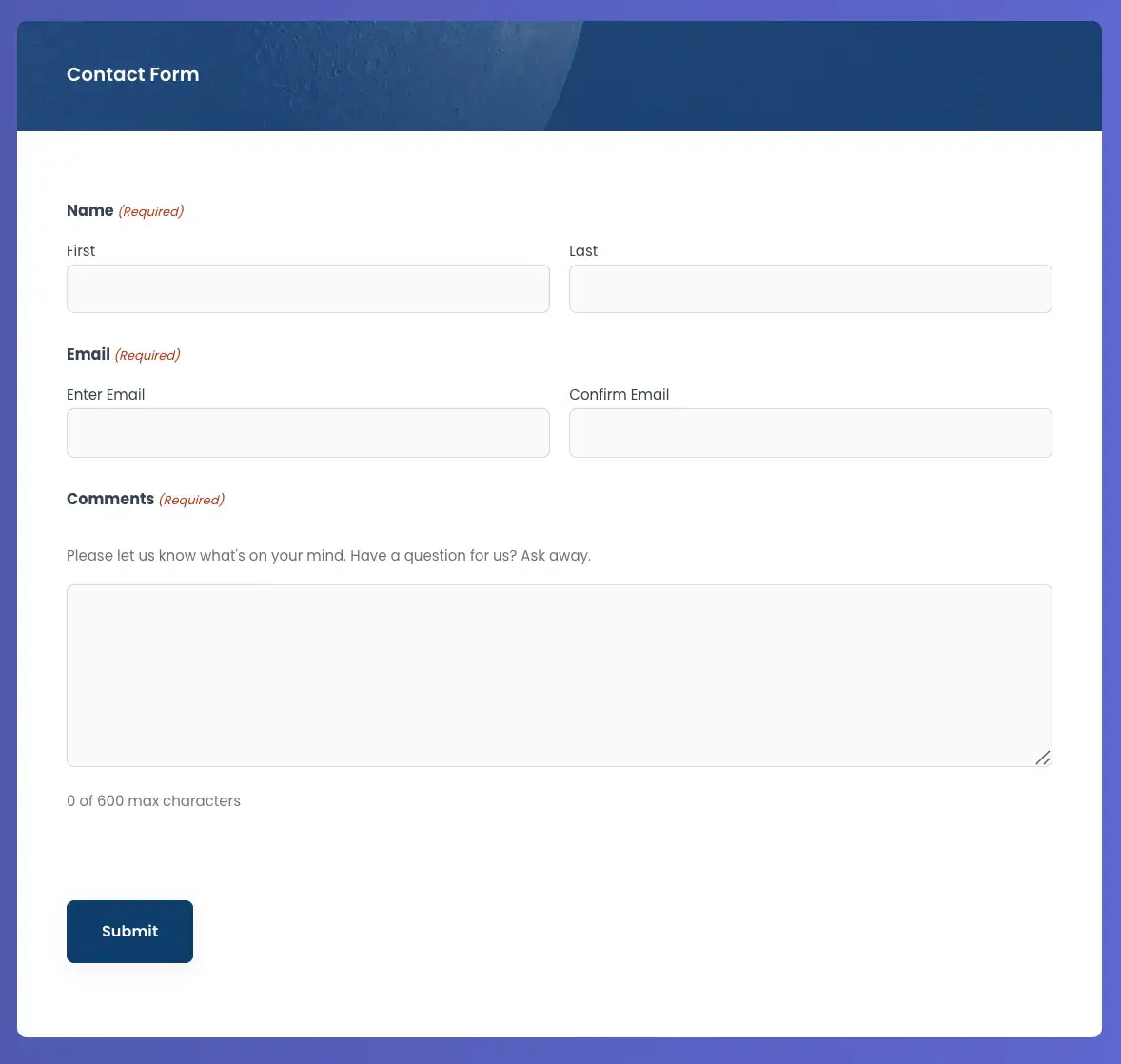 contact us page example, gravity forms