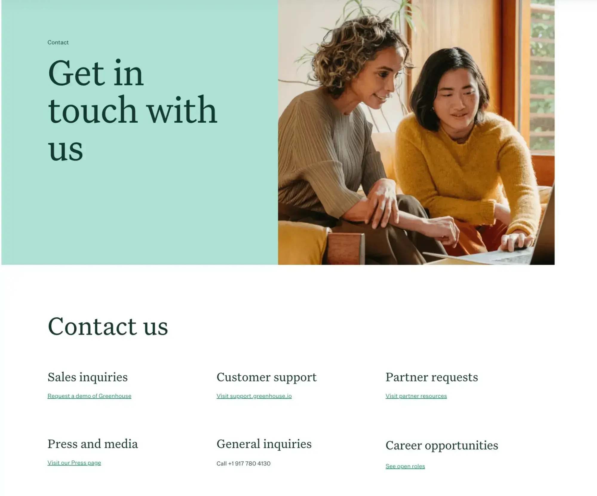 contact us page example, greenhouse