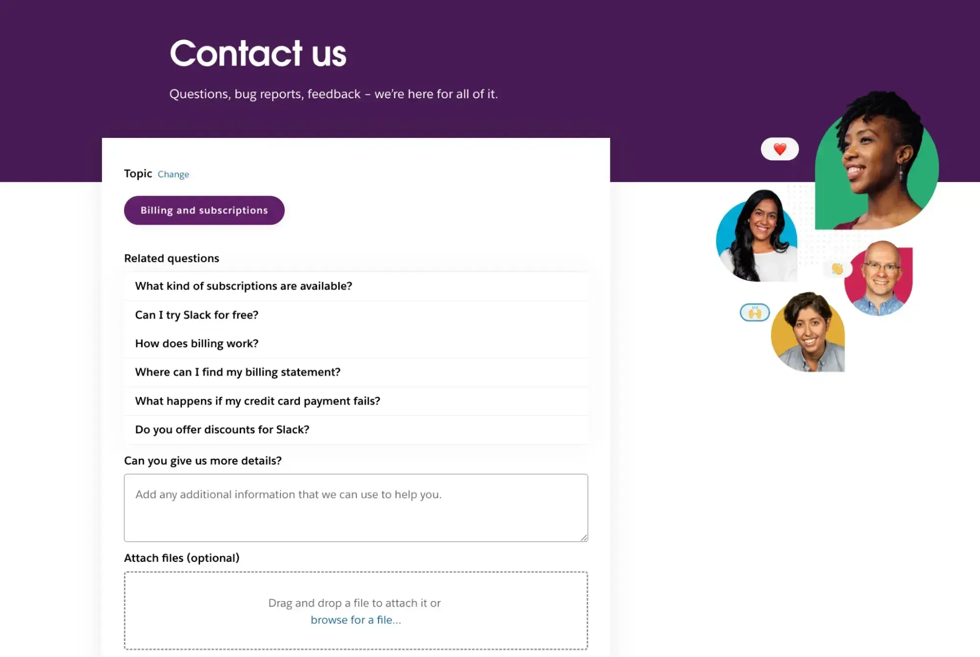 contact us page example, slack