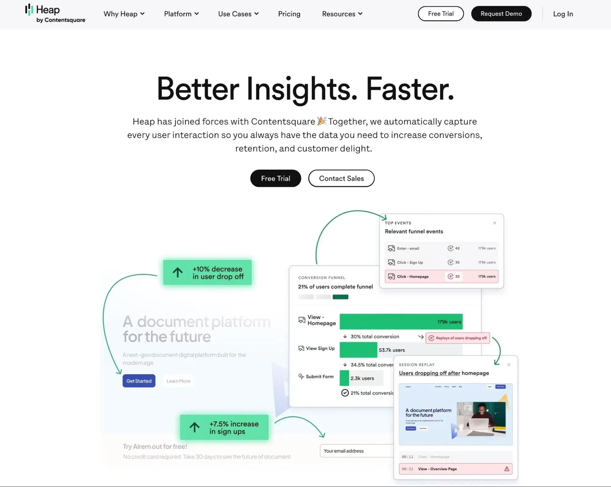 The Heap content analytics homepage