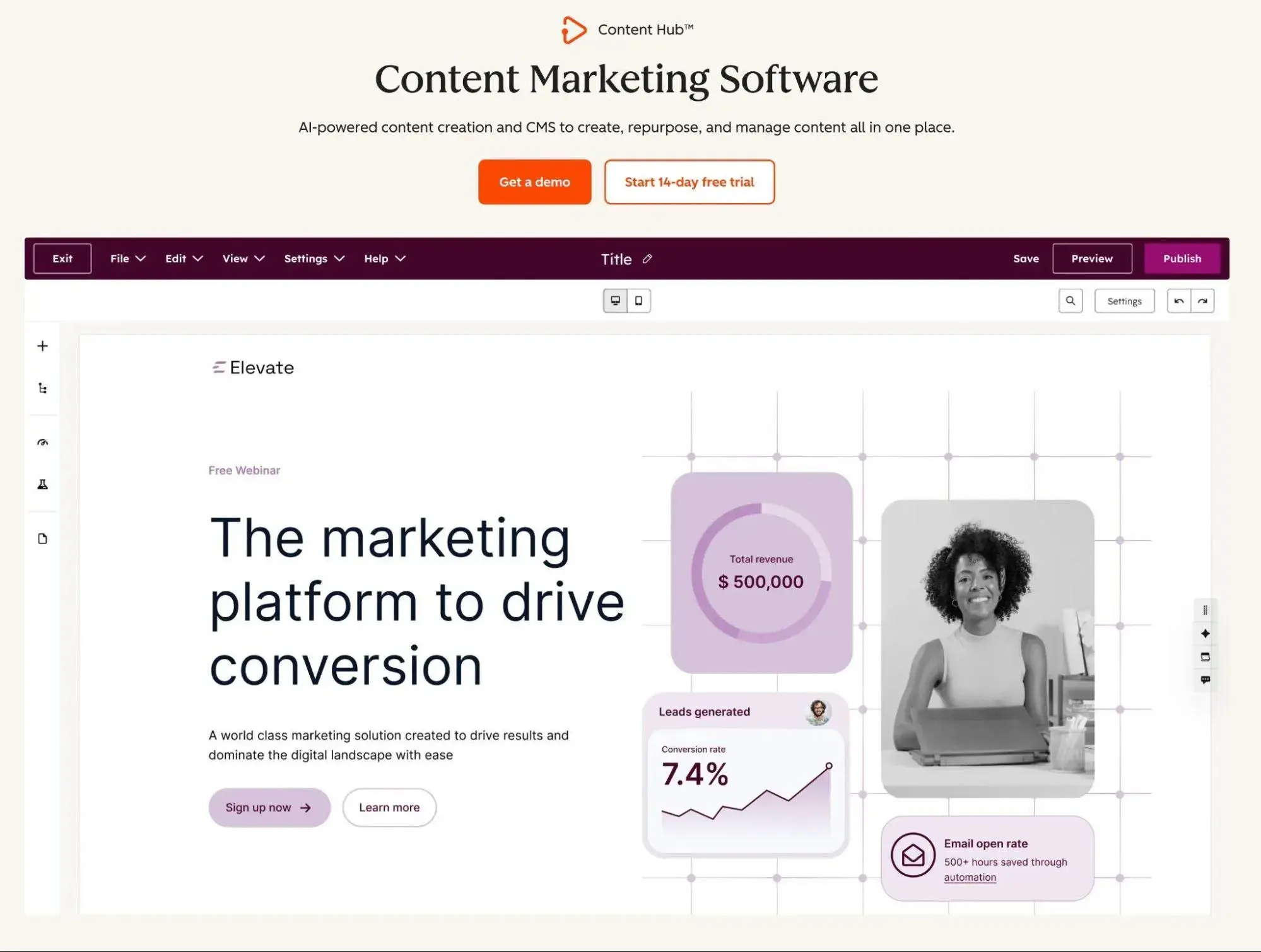 HubSpot Content Hub includes a built-in content collaboration platform