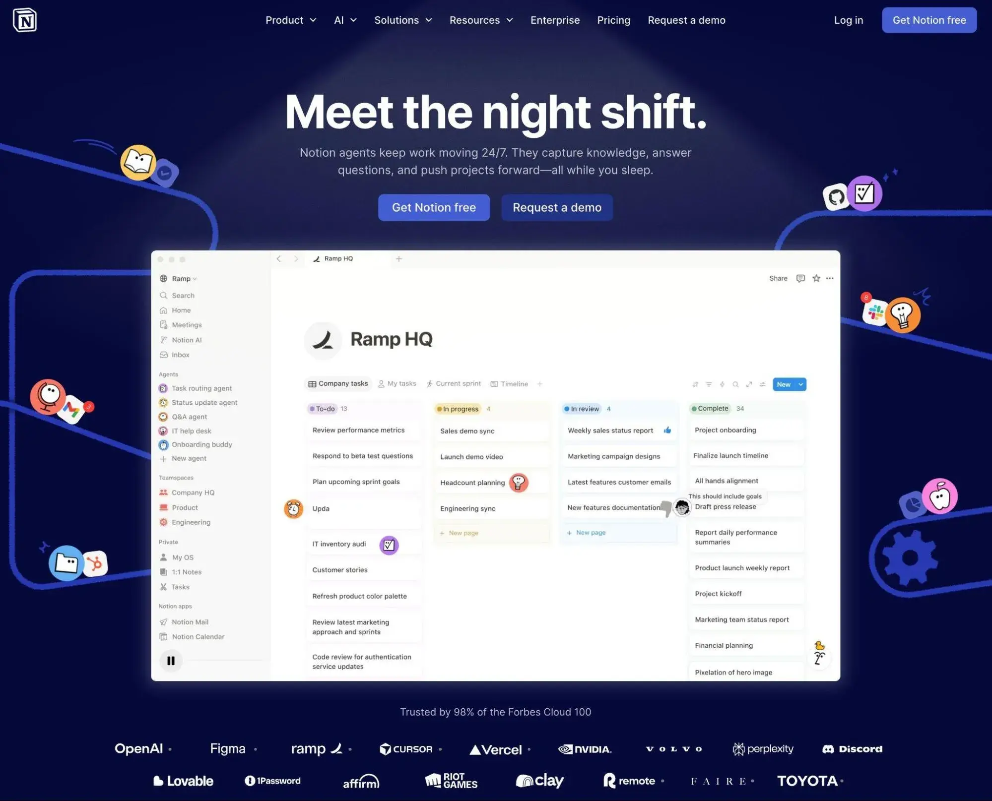 The Notion homepage