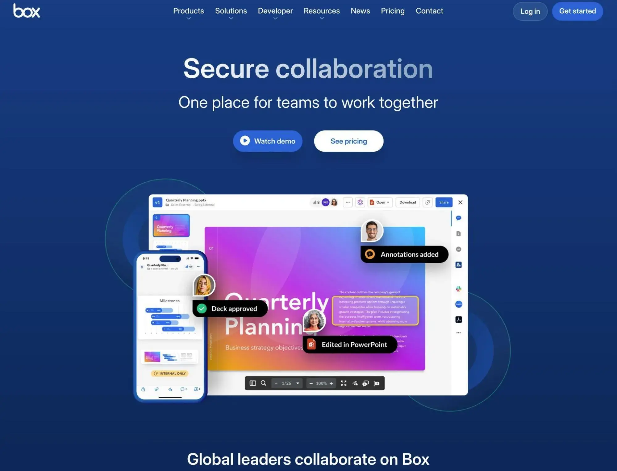 content collaboration platform: The Box content collaboration tools page