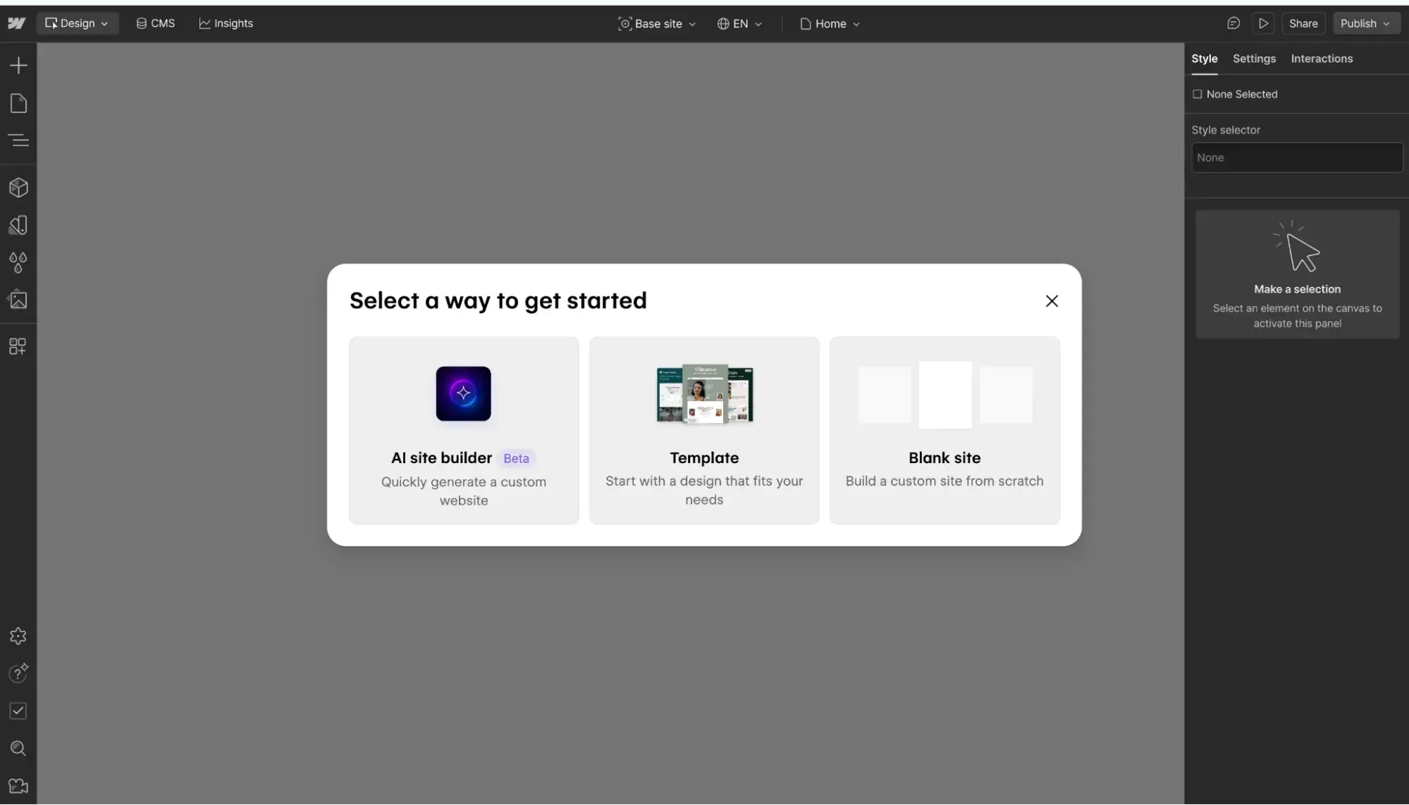 content management system examples: webflow