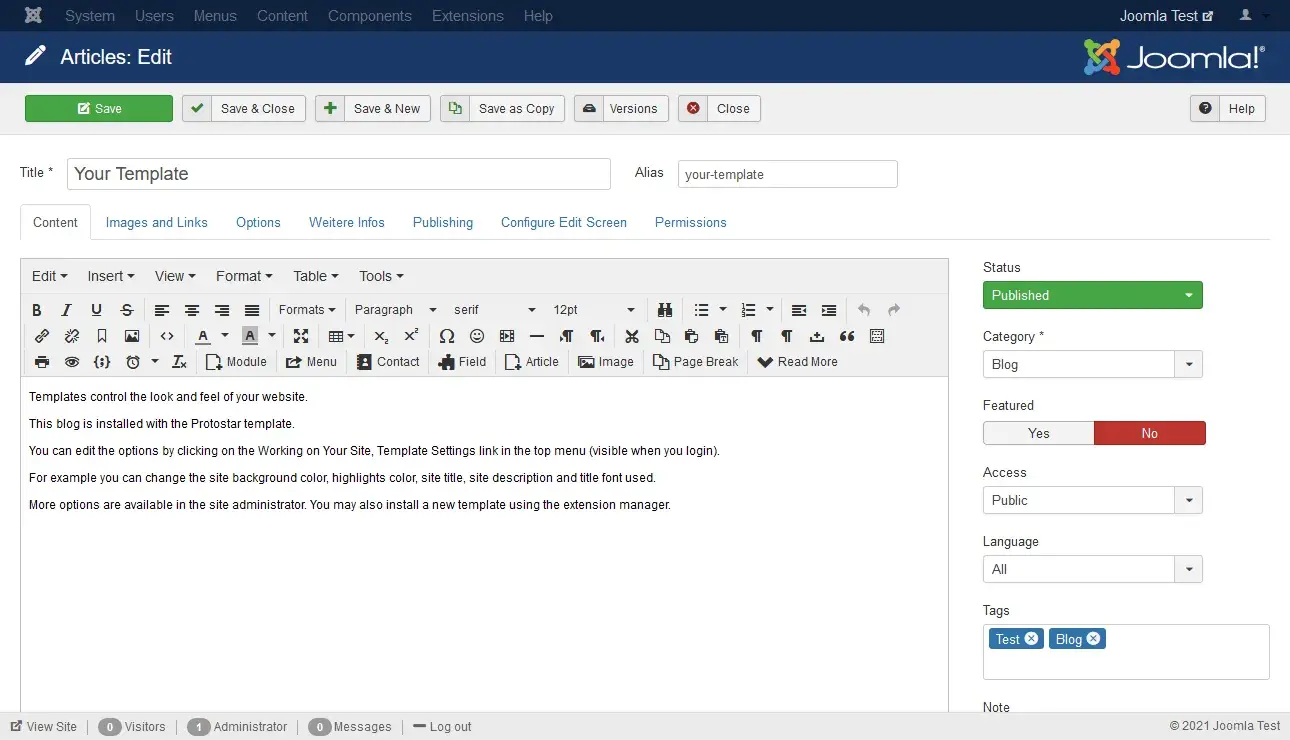 content management system examples: joomla